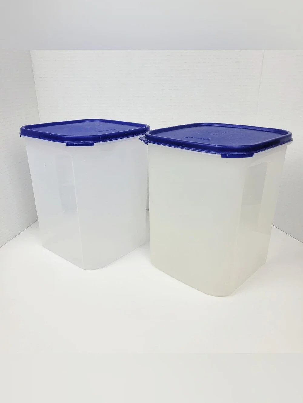 Vtg 80s~Tupperware 1622~ModulBlue Lid Plastic Food Storage Containers - Set of 2